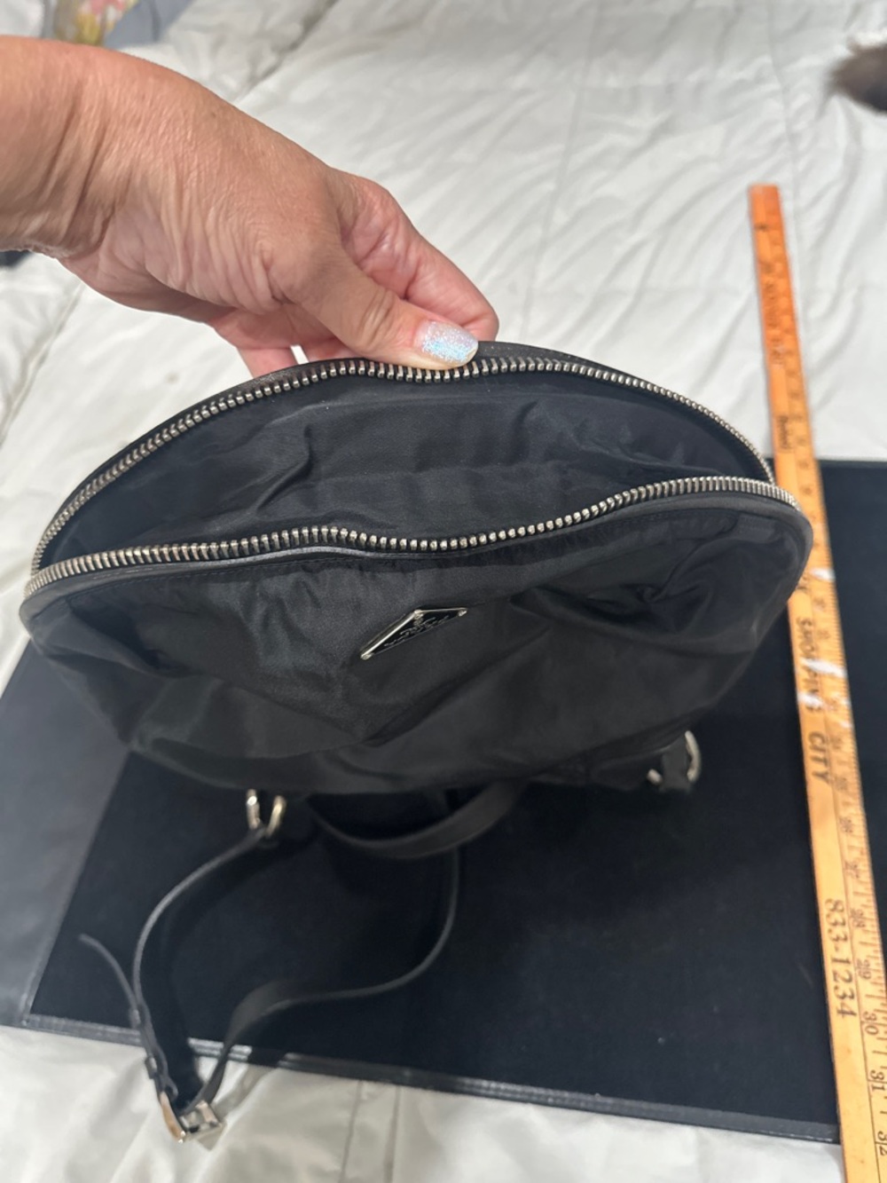 Prada Black Nylon Shoulder Hobo with Leather Trim - Picture 15 of 16